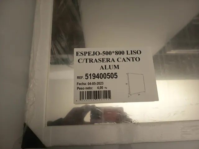 Espejo 500x800 Liso C/Trasera Canto Alum