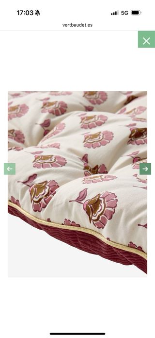 Colchoneta de suelo infantil 2 tejidos flores/pana