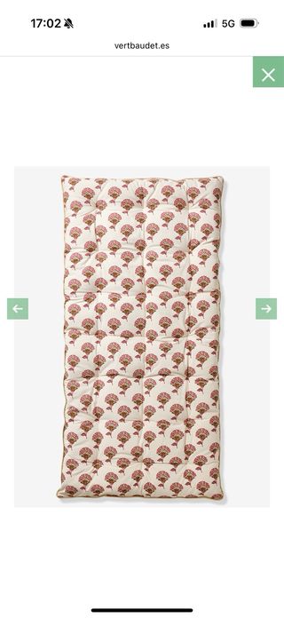 Colchoneta de suelo infantil 2 tejidos flores/pana