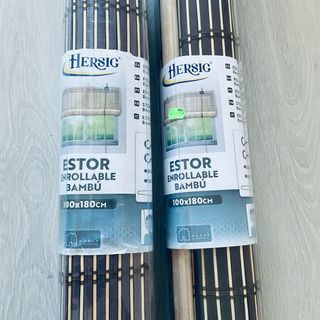 2 Estores/persianas enrollable bambú marrón/beige