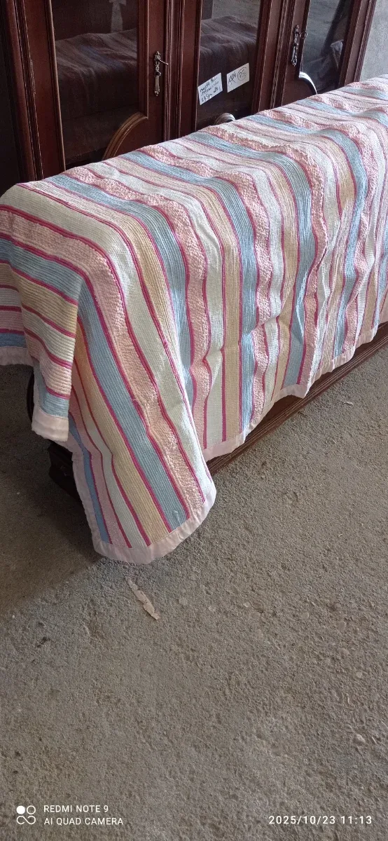 2 Mantas Tejidas Rayas Azul Rosa