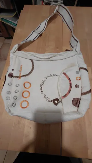 Borsa tracolla bianca e marrone