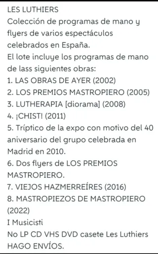 Programmi manuali Les Luthiers: 40° anniversario