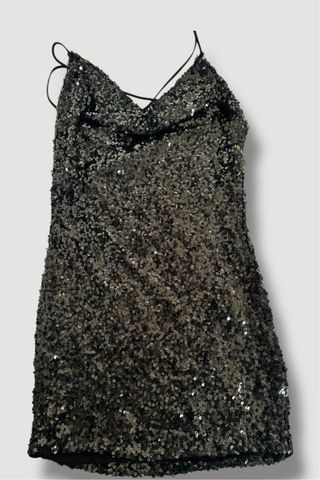 Mini abito paillettes nero
