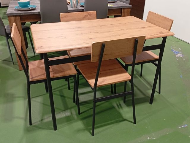 Comedor 4 Sillas Madera y Metal