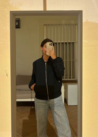 Chaqueta bomber azul marino Stradivarius