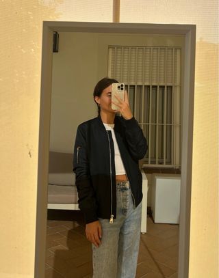 Chaqueta bomber azul marino Stradivarius