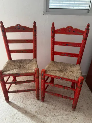 Conjunto mesa y sillas de feria antiguas