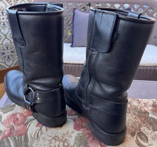 Botas de moto de cuero negro