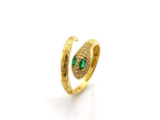 sortija oro 18k con piedra con esmeralda,circonita t. 16 (17,84 mm)