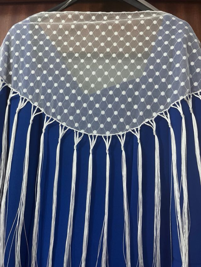 Mantón Flamenco Niña Plumeti Blanco