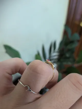 Anillo Oro Circonita Rosa y Blanca