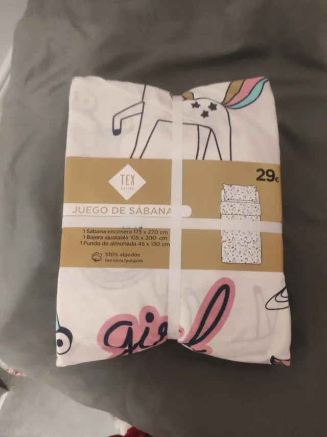 Juego de sábanas unicornio 105x200 sin usar