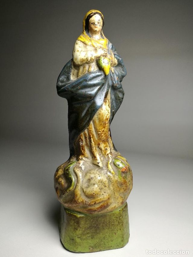 Escultura Virgen Terracota Policromada