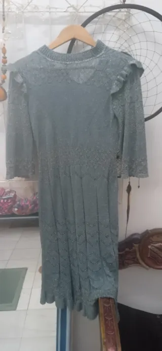 Vestido vintage punto lurex verde