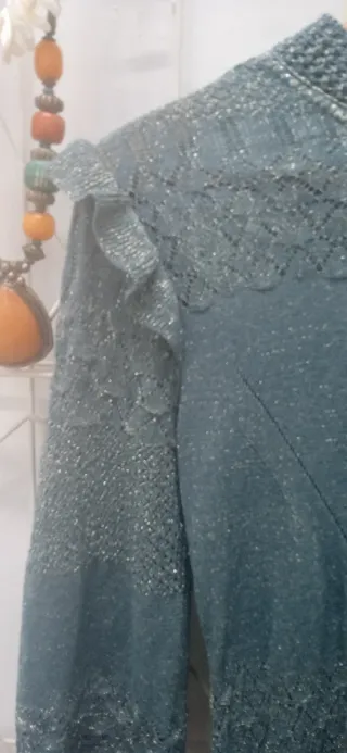 Vestido vintage punto lurex verde