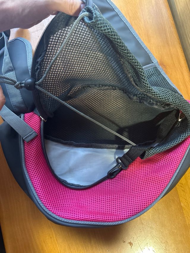 Bolso para perro pequeño gris y rosa