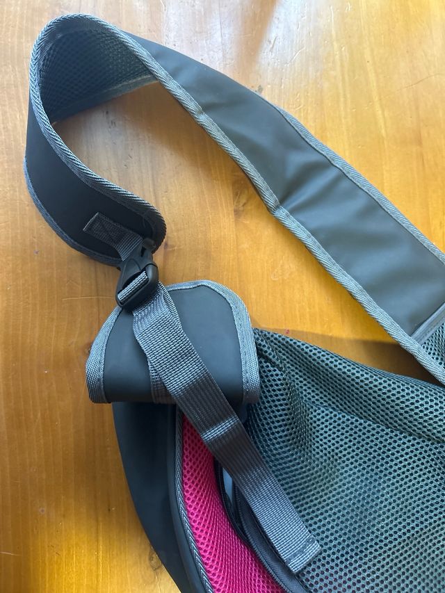 Bolso para perro pequeño gris y rosa