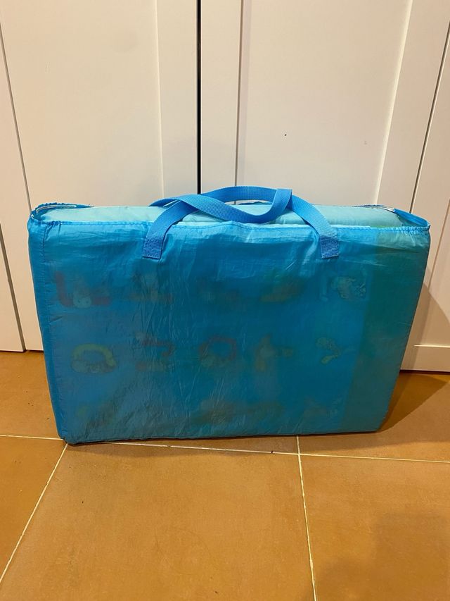 Colchón cuna de viaje azul