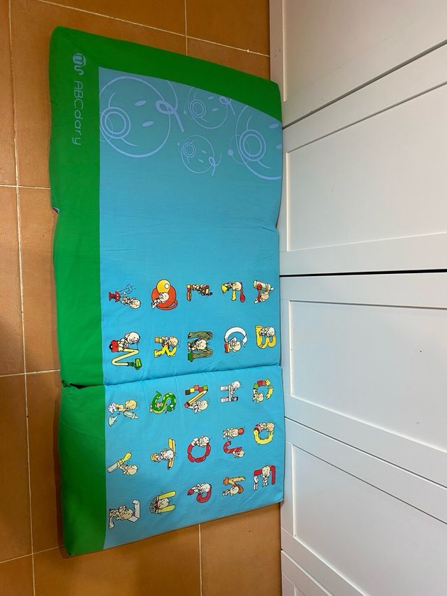 Colchón cuna de viaje azul