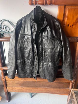 Chaqueta de cuero Lacoste Negra
