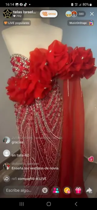 Vestido boda gitana Rojo Israel Telas Talla 40-42