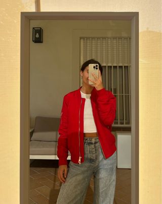 Chaqueta Bomber Stradivarius Roja