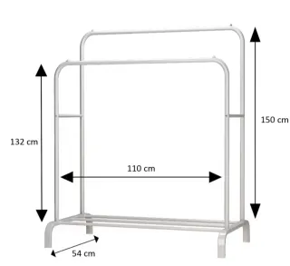 Perchero Doble con Estante Metálico Blanco