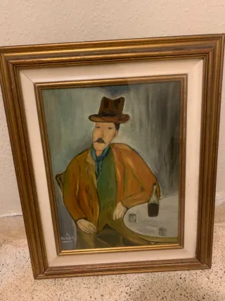 Cuadro vintage hombre con sombrero