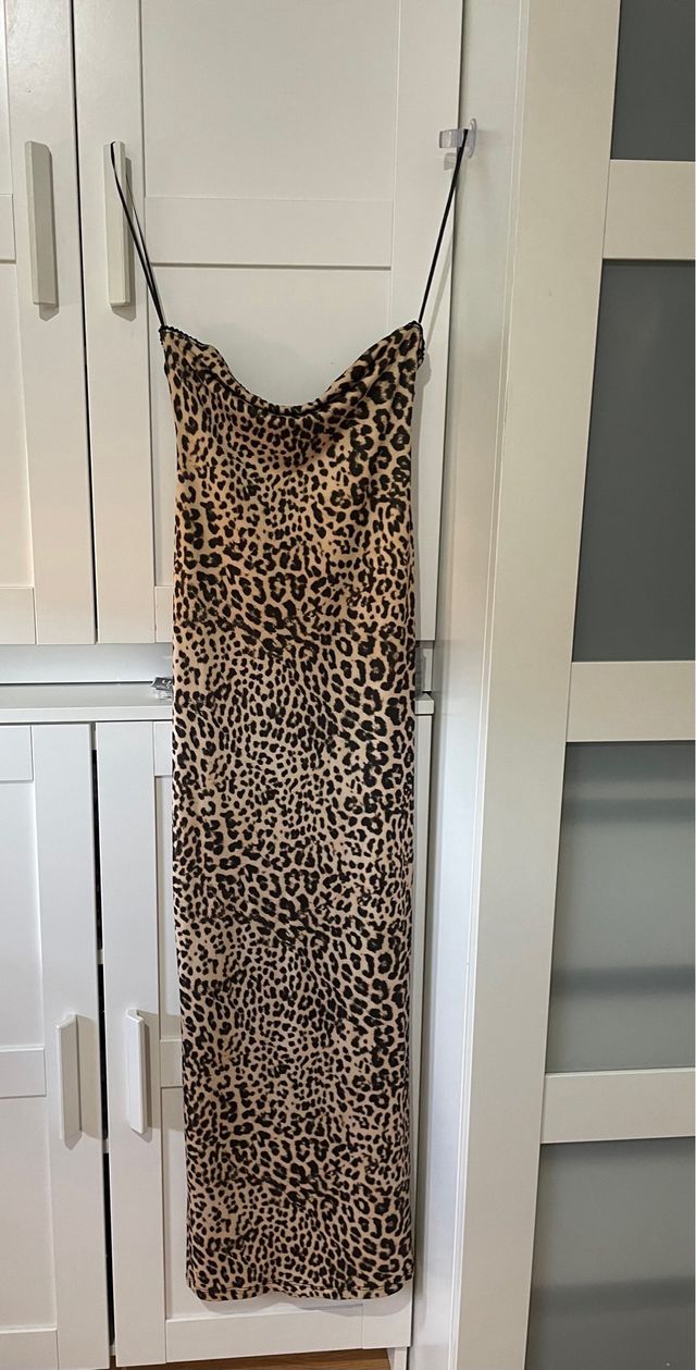 Vestido largo estampado leopardo