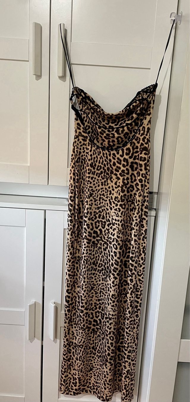 Vestido largo estampado leopardo