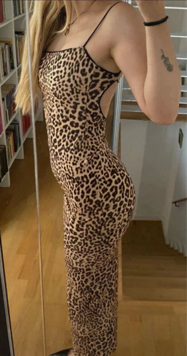 Vestido largo estampado leopardo