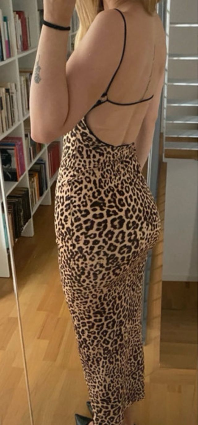 Vestido largo estampado leopardo