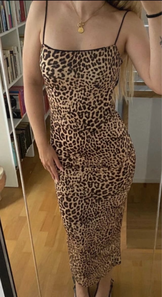 Vestido largo estampado leopardo
