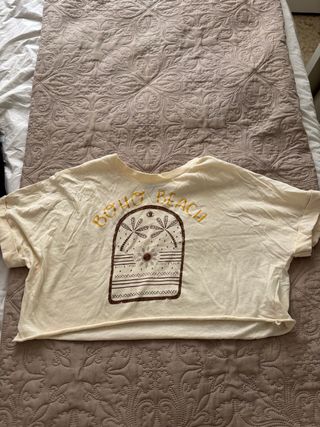 Camiseta Crop Top Beige Boho Beach