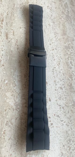 Cinturino silicone deployante nero ansa curva 20mm