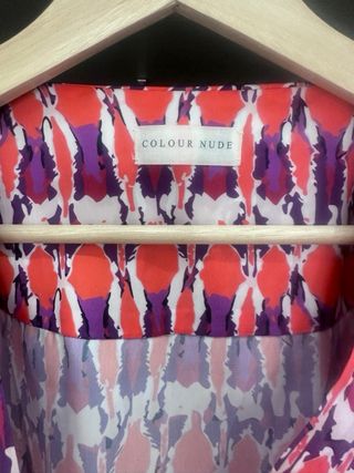 Blusa seda Colour Nude salmón y fucsia.