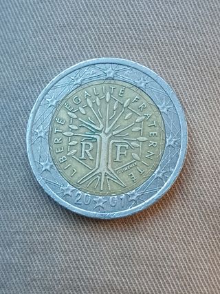 2 Euros Francia 2001 Error acuñación y estrellas