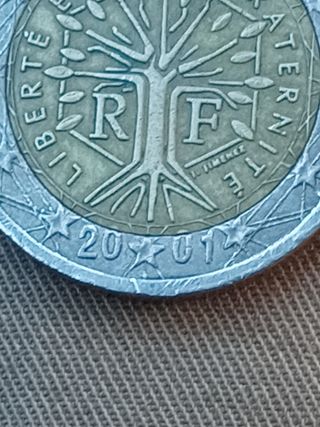 2 Euros Francia 2001 Error acuñación y estrellas
