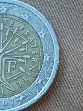 2 Euros Francia 2001 Error acuñación y estrellas