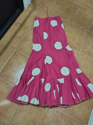 Falda flamenca rosa lunares