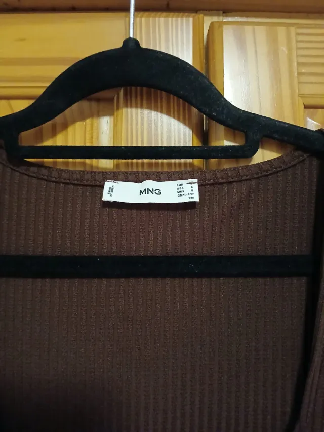 Vestido Mango Marrón Manga Larga Botones