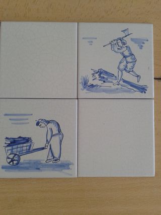 AZULEJOS CRAQUELADOS PINTADOS A MANO LEÑADOR CASA