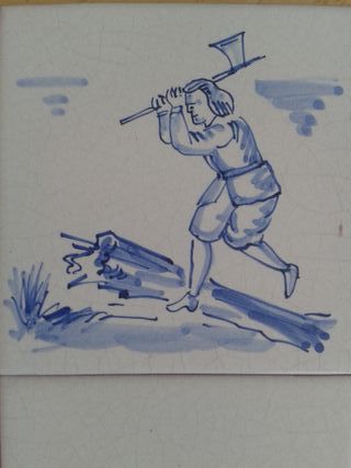 AZULEJOS CRAQUELADOS PINTADOS A MANO LEÑADOR CASA