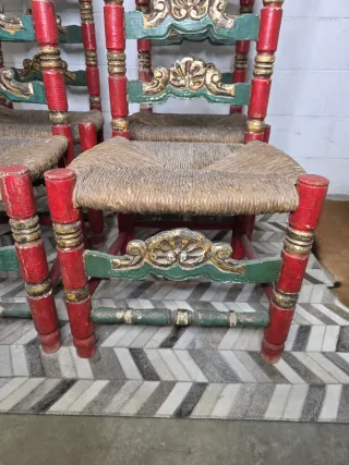 Lote 4 Sillas Antiguas Enea Madera Mallorquín