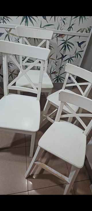 4 Sillas Ikea Blancas Madera