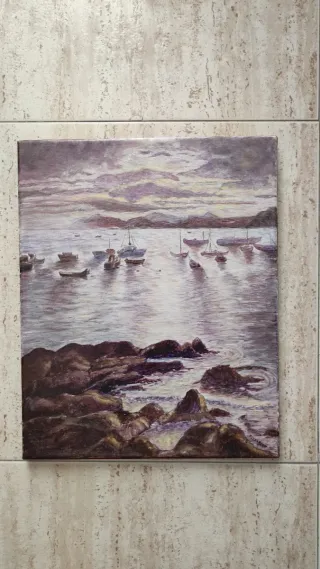 Cuadro Óleo,Mar Atardecer; casi regalo