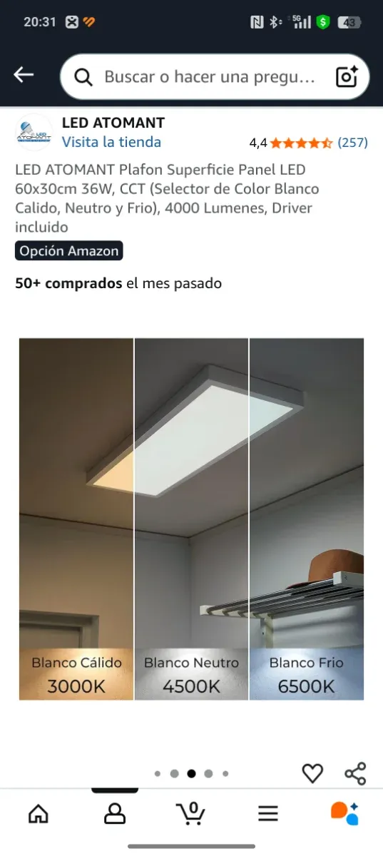 NUEVO Plafón LED Tomant 60x30cm 36W CCT