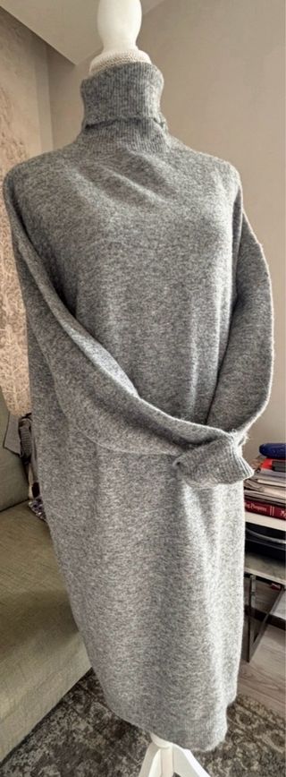 Abito maglione collo alto grigio