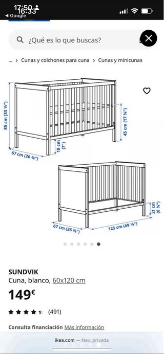 Cuna de madera color marrón